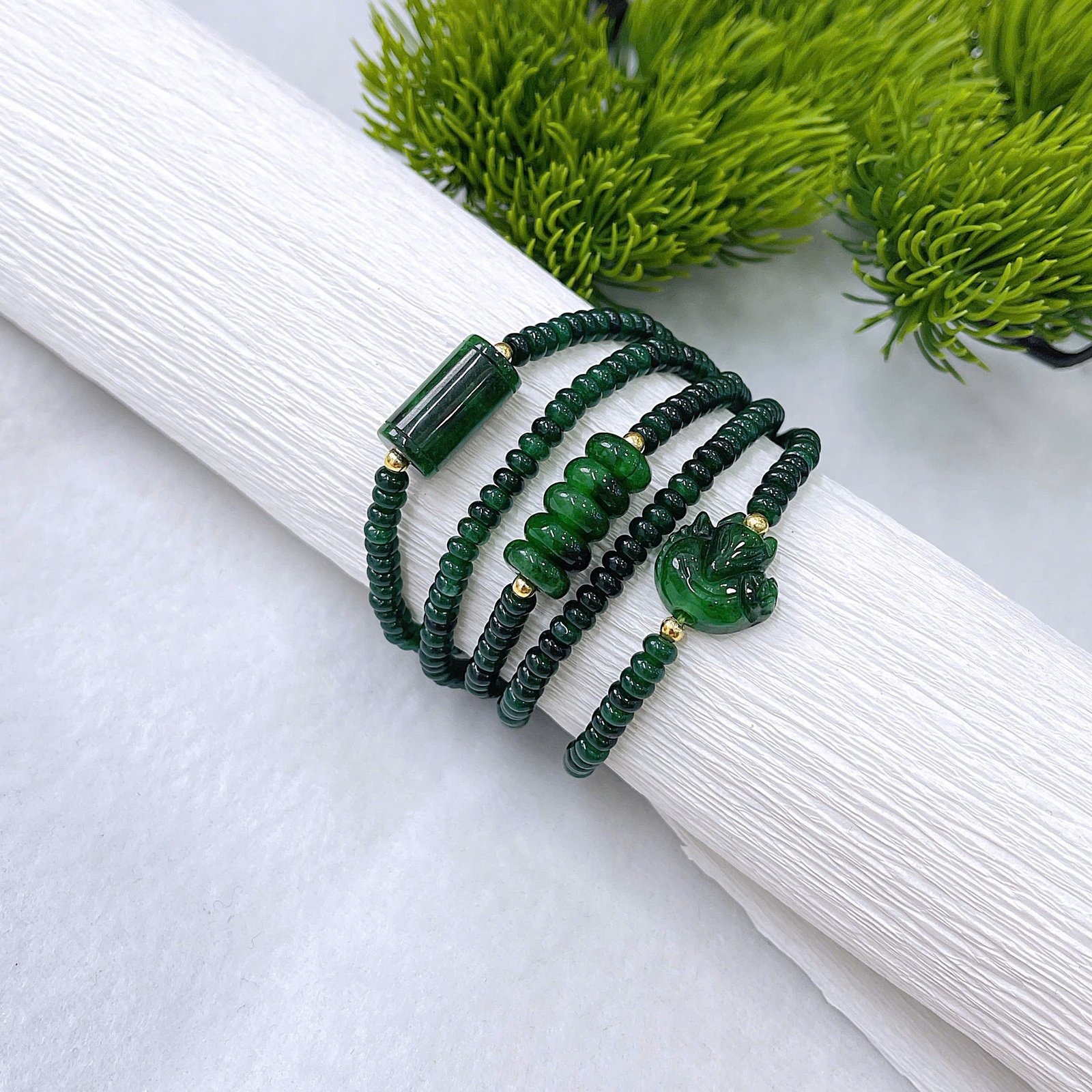 Chuỗi Sơn Thuỷ Quấn 5 Vòng Tay – Sang Trọng, Cá Tính & Đậm Chất Phong Thuỷ 💚